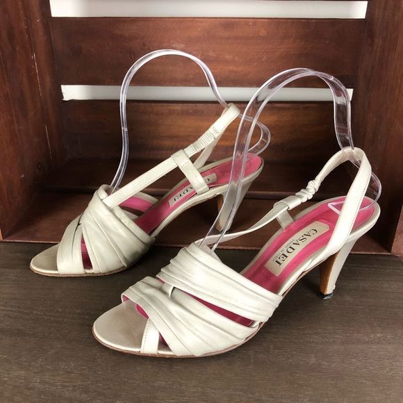 Vintage Casadei Taupe Heeled Sandals 7.5AA Narrow - Picture 4 of 9